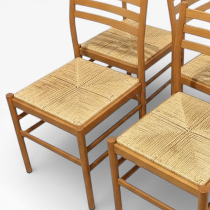 Italian Beech Dining Chairs – Set of Two Vintage Ladder Back Chairs
