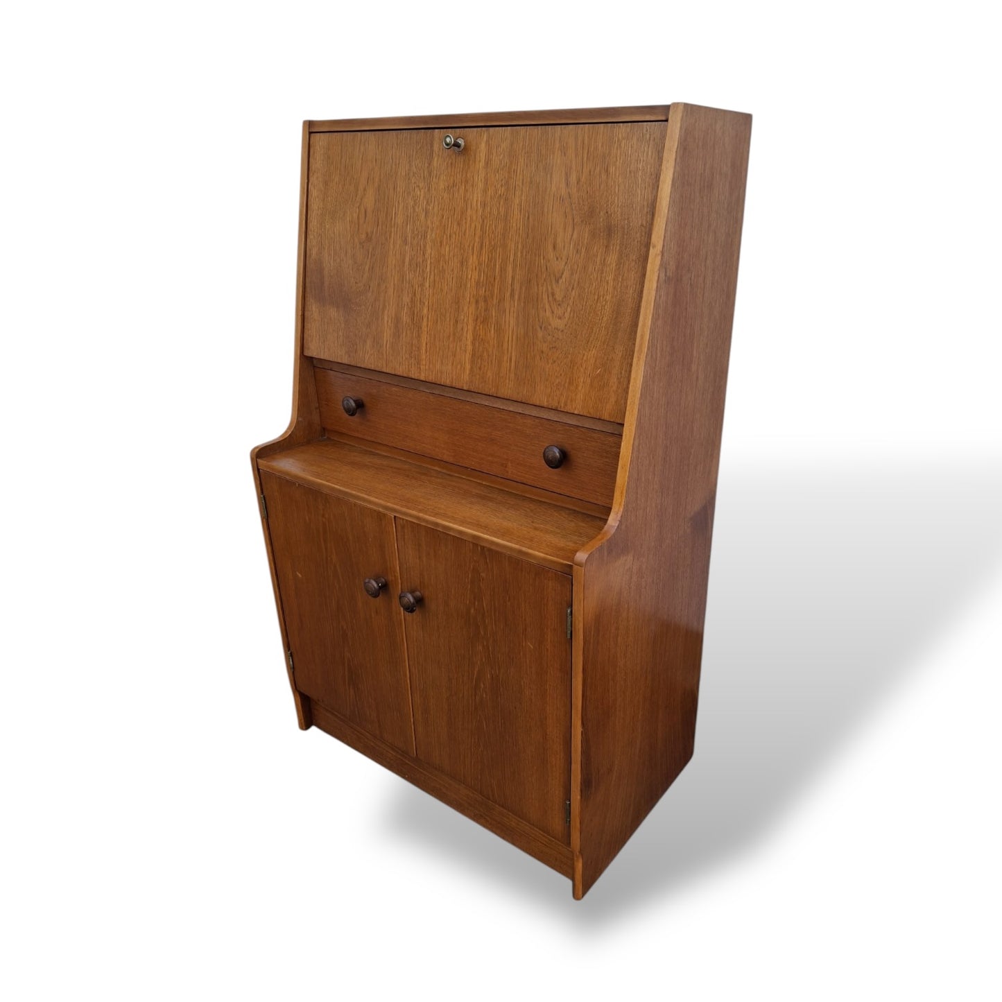 Mid Century Remploy Teak Writing Bureau / Compact Fall Front Desk