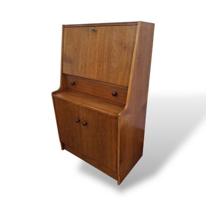 Mid Century Remploy Teak Writing Bureau / Compact Fall Front Desk