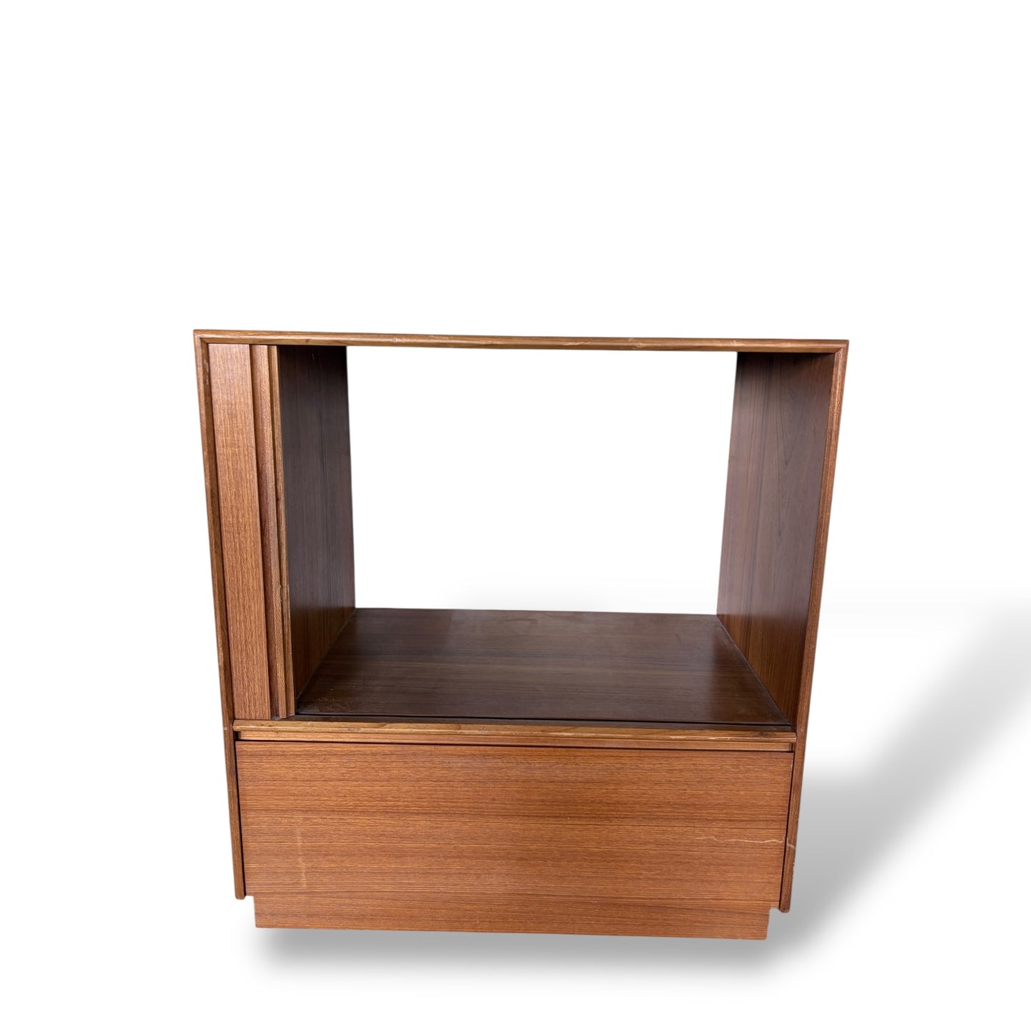 Danish Tambour Door Teak Media Unit / Storage Cabinet
