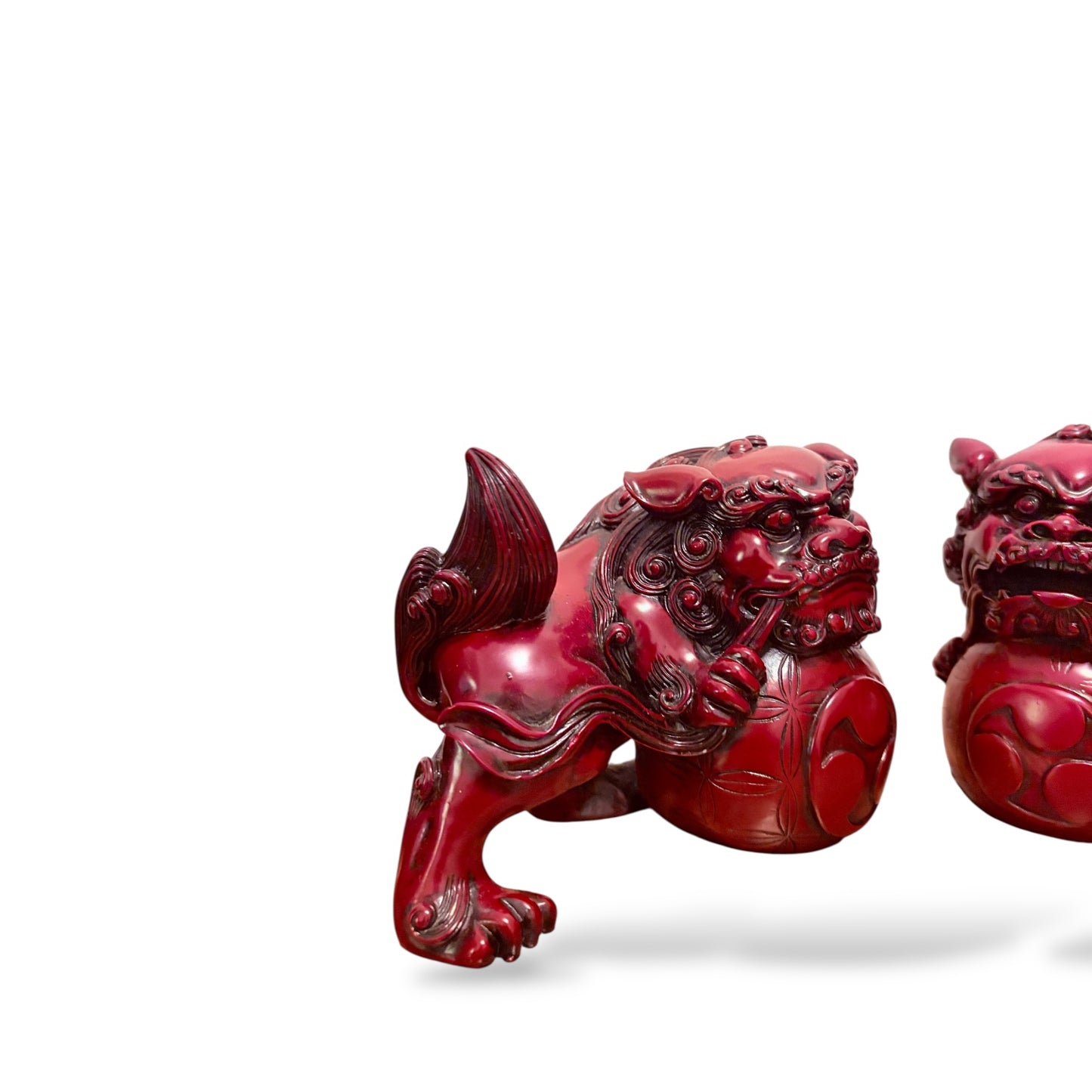 Heavy Resin Foo Dogs - Matching Pair Vintage Sculptures — view 5