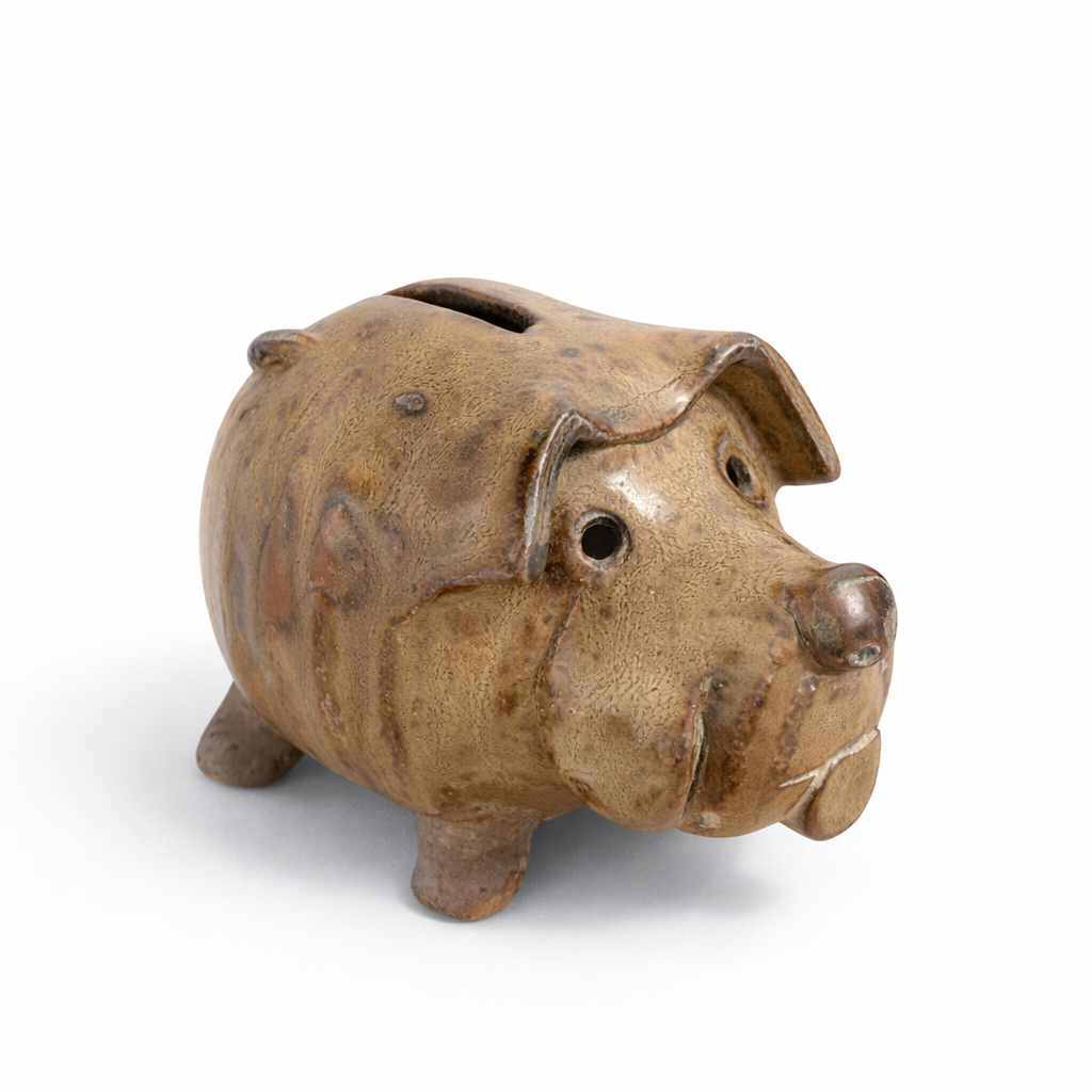 Vintage Studio Pottery Pig Money Bank – Handcrafted Ceramic Piggy Bank