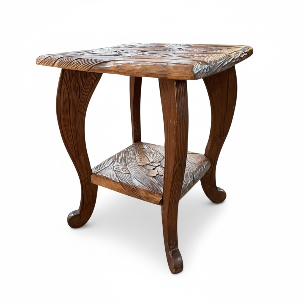 Liberty of London Antique Japanese Carved Fruitwood Side Table