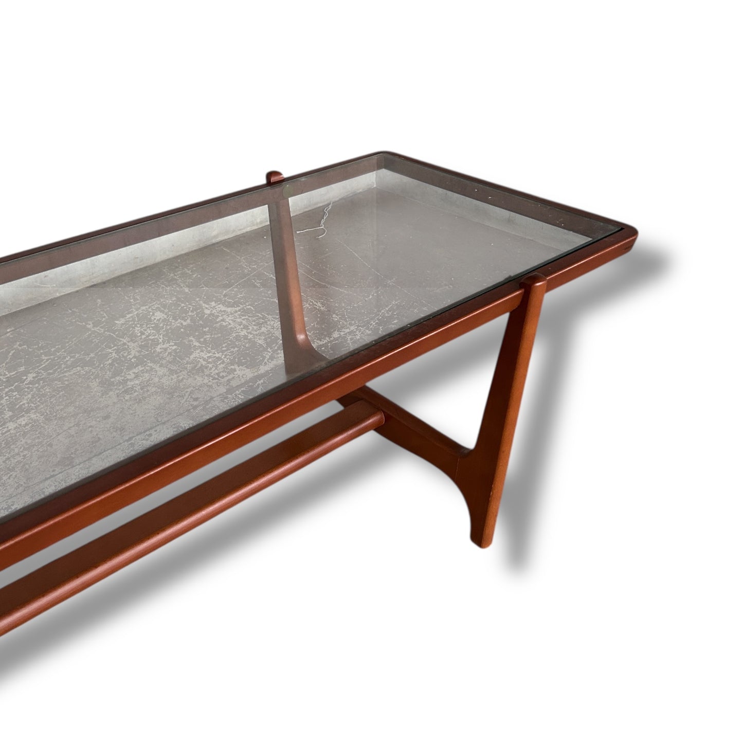 Mid Century Modern Danish Teak & Glass 'Skeleton' Coffee Table