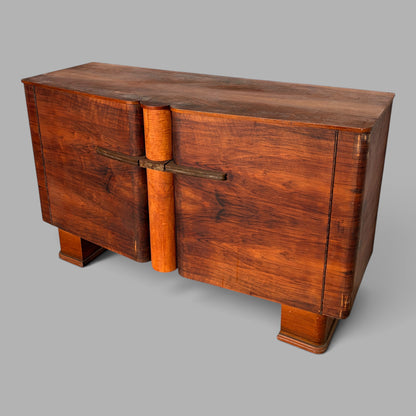 Art Deco Walnut Sideboard by Talent | Bakelite Handles | 1930s Vintage Cabinet