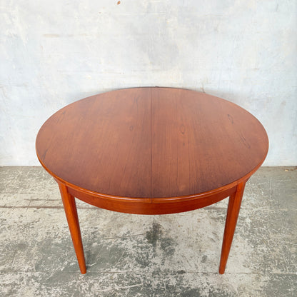 Mid Century Danish Teak Round Extending Dining Table