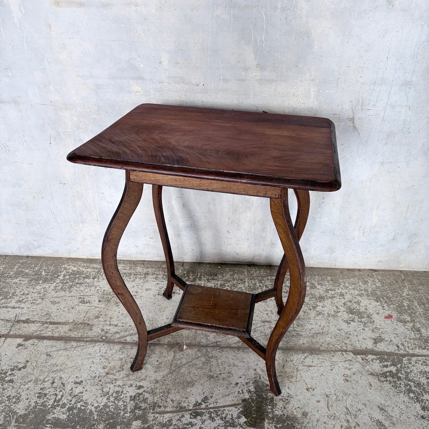 Antique Arts & Crafts Walnut Occasional Side Table | Art Nouveau Lamp Table with Undershelf