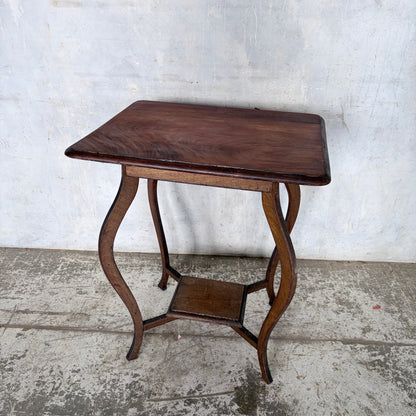 Antique Arts & Crafts Walnut Occasional Side Table | Art Nouveau Lamp Table with Undershelf