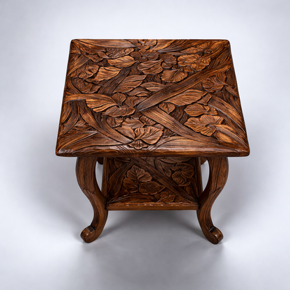 Liberty of London Antique Japanese Carved Fruitwood Side Table