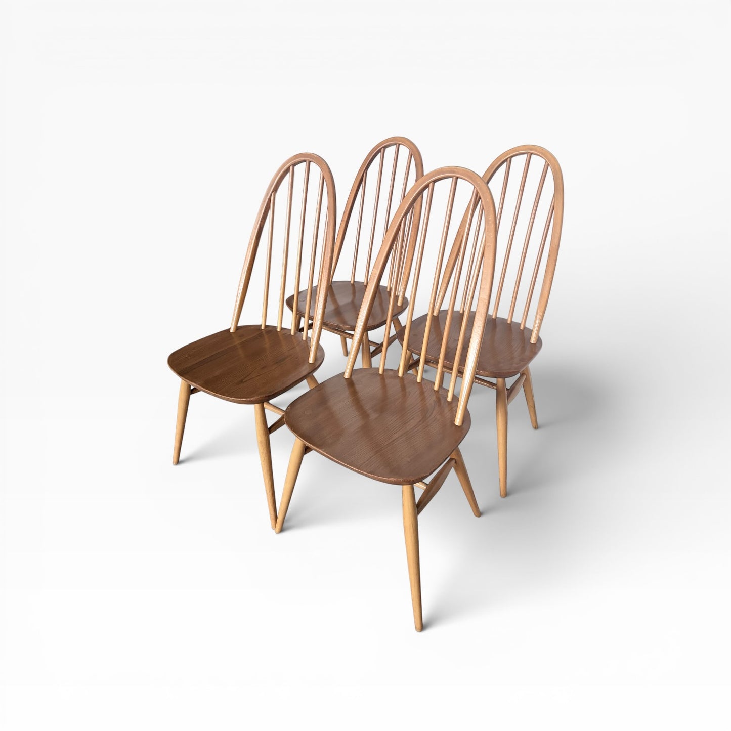 Set of 4 Ercol Model 365 “Quaker” Dining Chairs – Elm & Beech