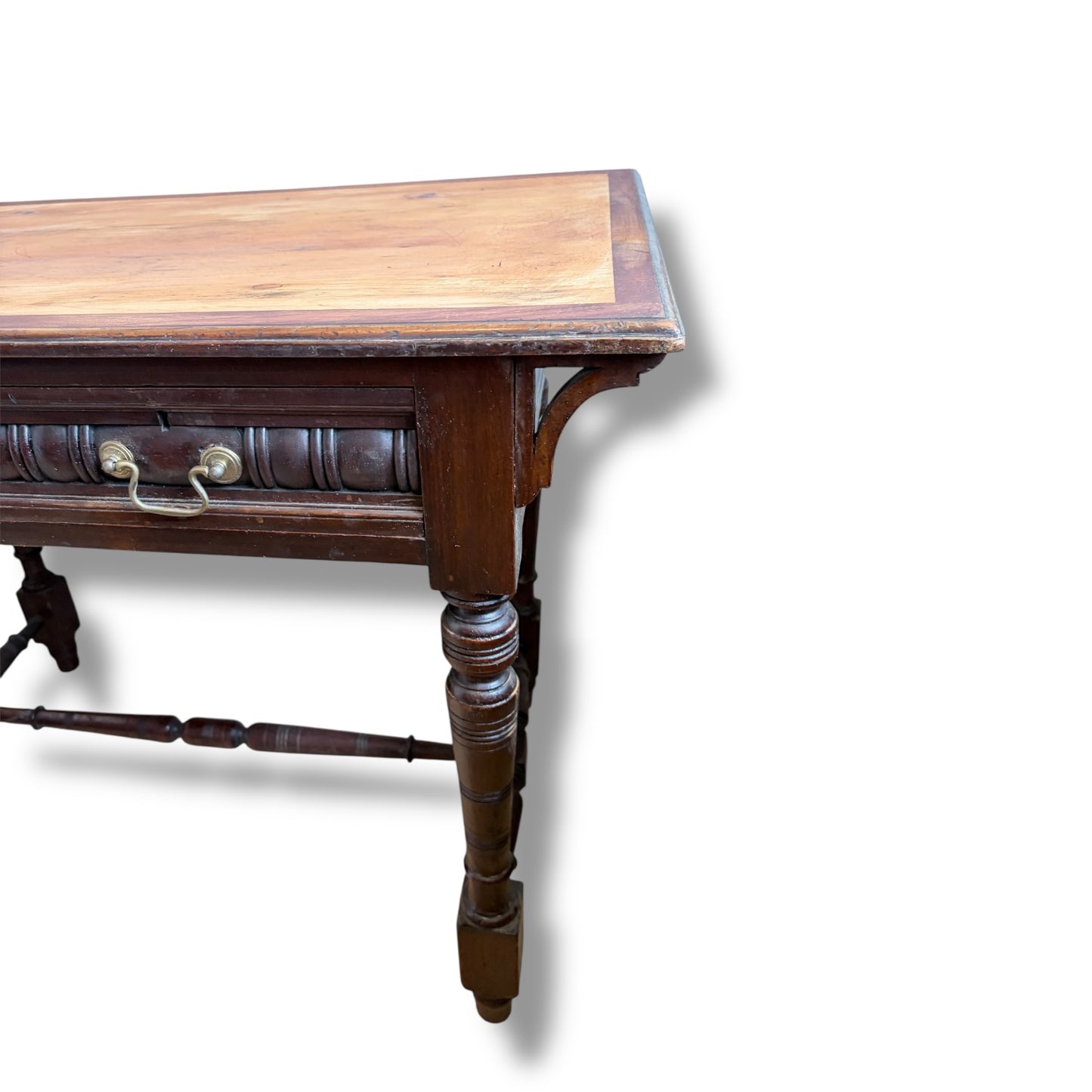 Mahogany, Pine & Oak Console Table with Two Drawers