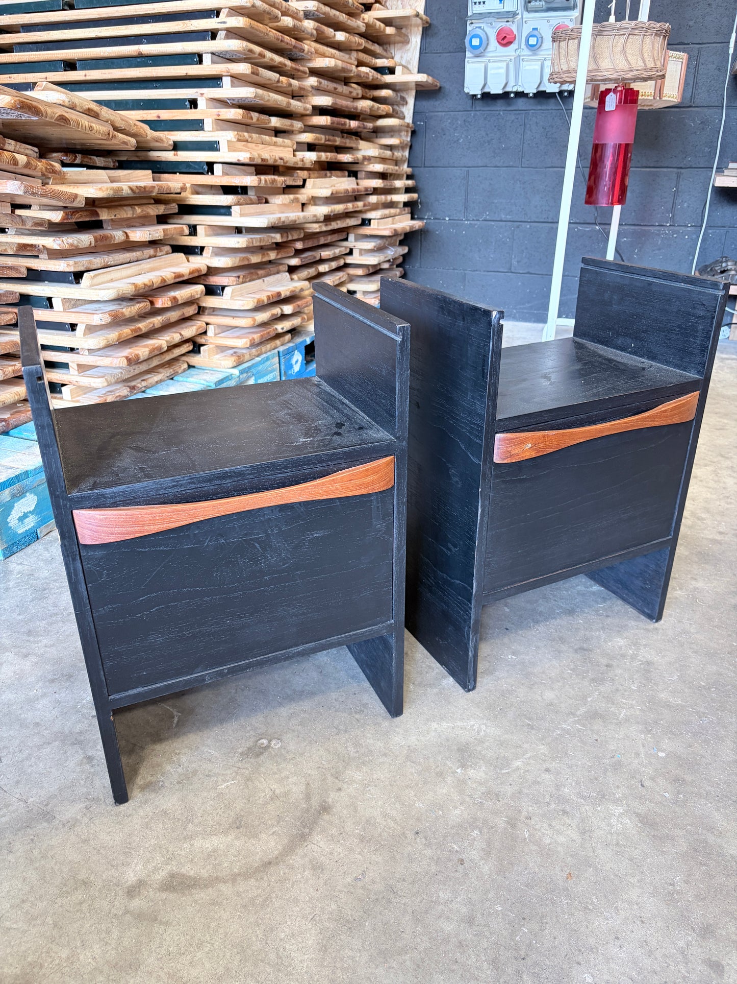 Pair of Compact Vintage Mid Century Bedside Cabinets