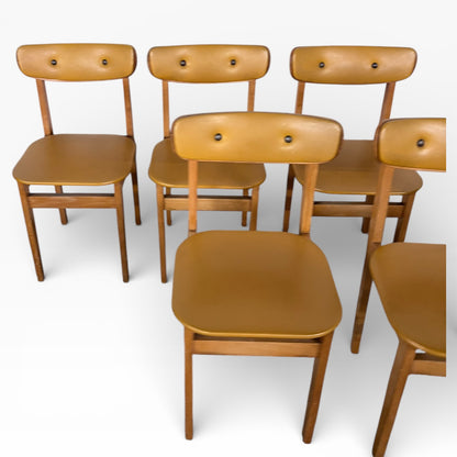 Yellow Vinyl Butterfly Back Dining Chairs (Set of Six)