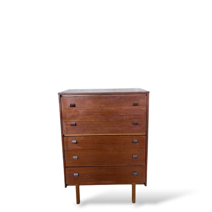 Mid-Century Teak Tallboy Chest of Drawers – Five Drawer Danish Style