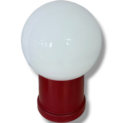 Vintage Space Age Lamp – Red Mushroom Table Lamp with Opaline Glass Shade