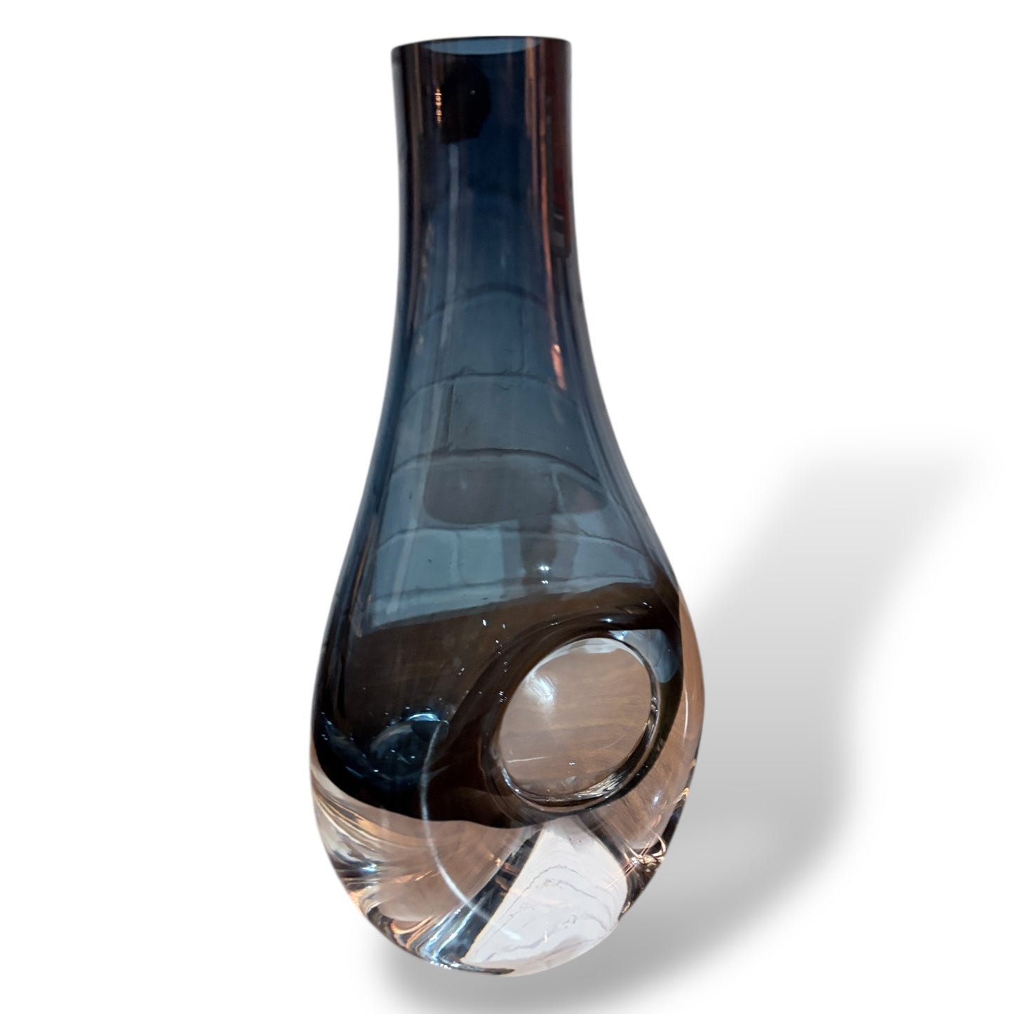 Mid Century Smoky Sklo Art Glass Vase with Circular Cut-Out, c.1970s — view 6