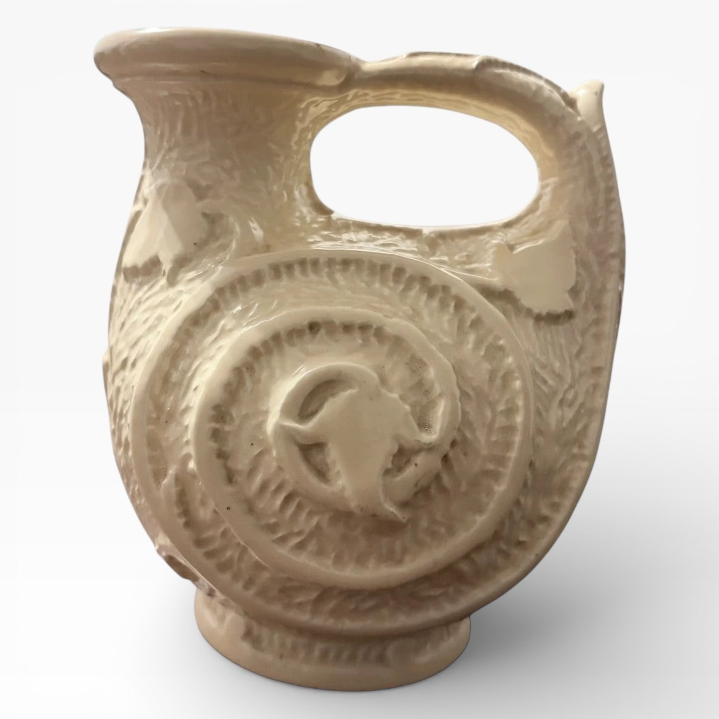 1930s Art Deco Cream Relief Serving Pitcher by Burleigh Ware