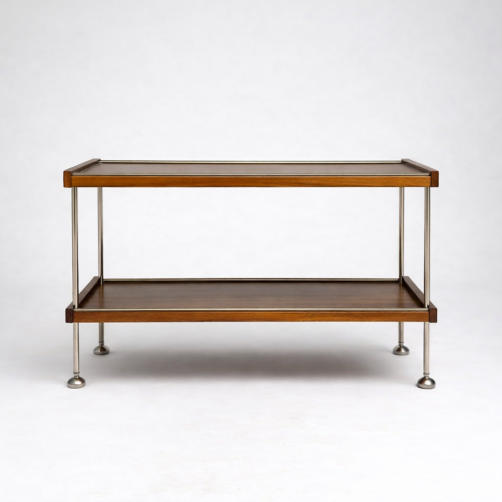 Vintage Teak & Chrome Drinks Cart / Bar Trolley