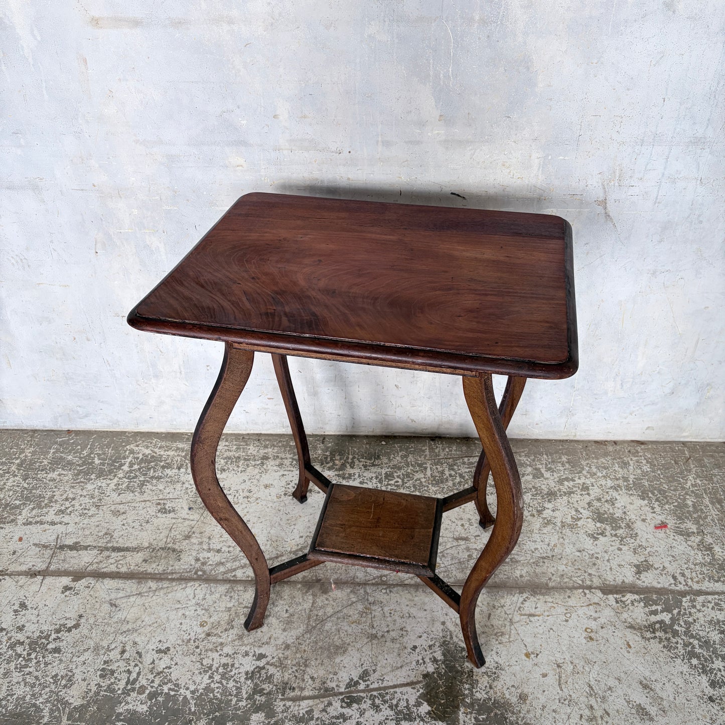 Antique Arts & Crafts Walnut Occasional Side Table | Art Nouveau Lamp Table with Undershelf