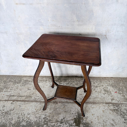 Antique Arts & Crafts Walnut Occasional Side Table | Art Nouveau Lamp Table with Undershelf