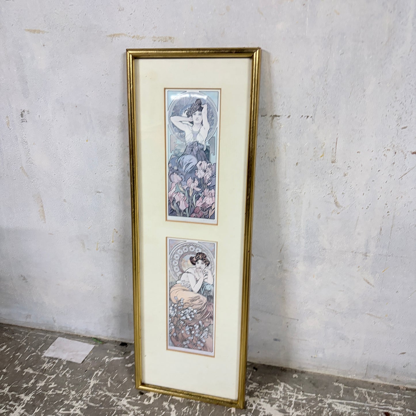 Alphonse Mucha “Topaz & Amethyst” Framed Prints – Art Nouveau Double Panel Wall Art