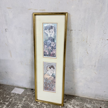 Alphonse Mucha “Topaz & Amethyst” Framed Prints – Art Nouveau Double Panel Wall Art