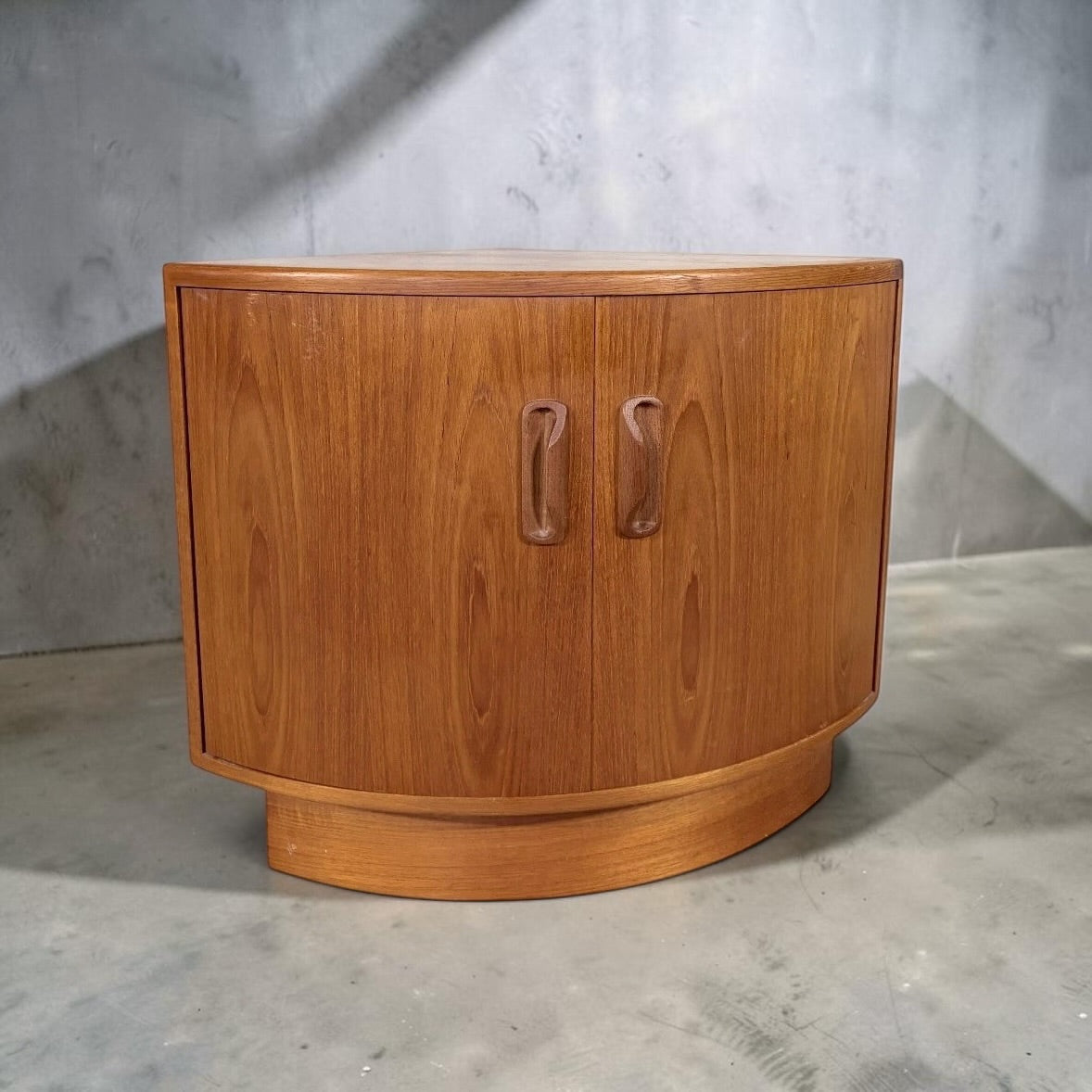 Mid Century G Plan Fresco Teak Curved Corner Cabinet