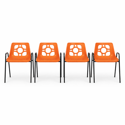 Set of 4 Mid Century Space Age Orange Chairs – 1970s