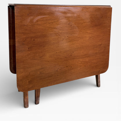 Mid Century Dining Table - Vintage Walnut Drop Leaf Extendable Dining Surface