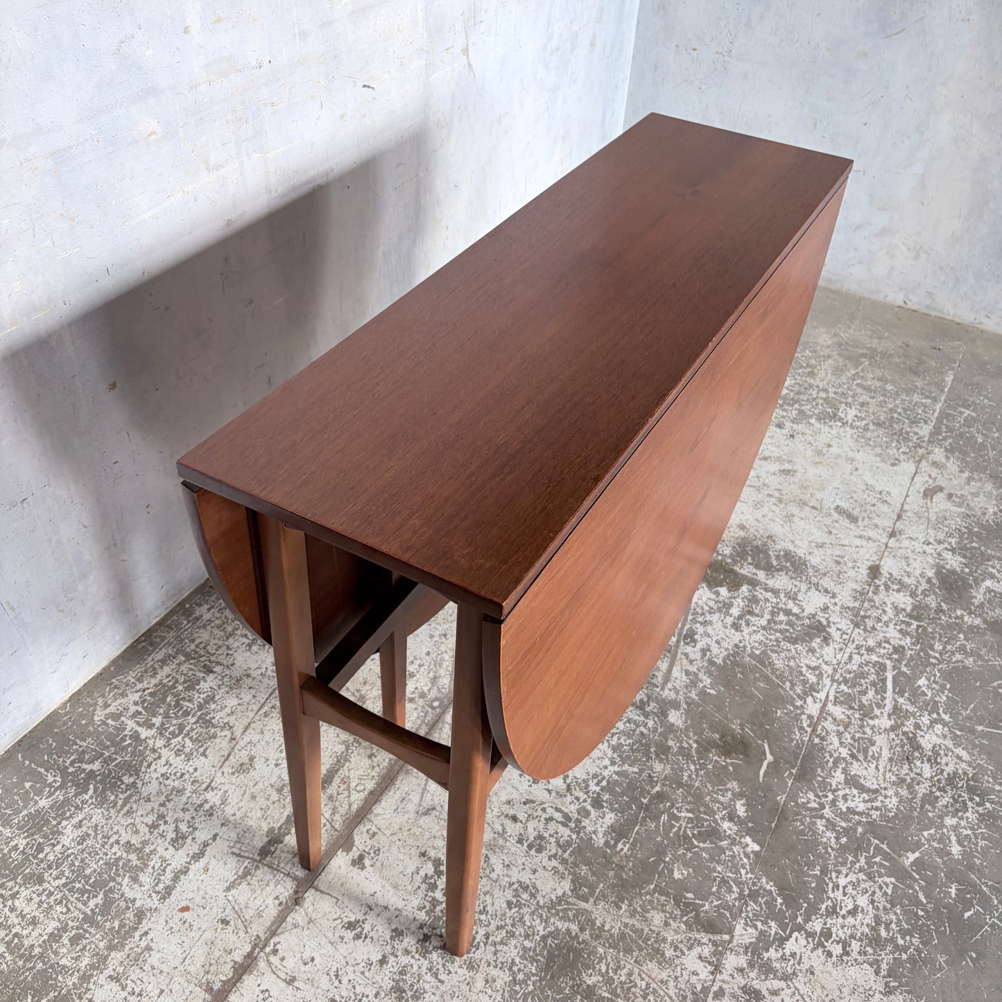 Mid Century Teak Round Drop Leaf Dining Table by Nathan