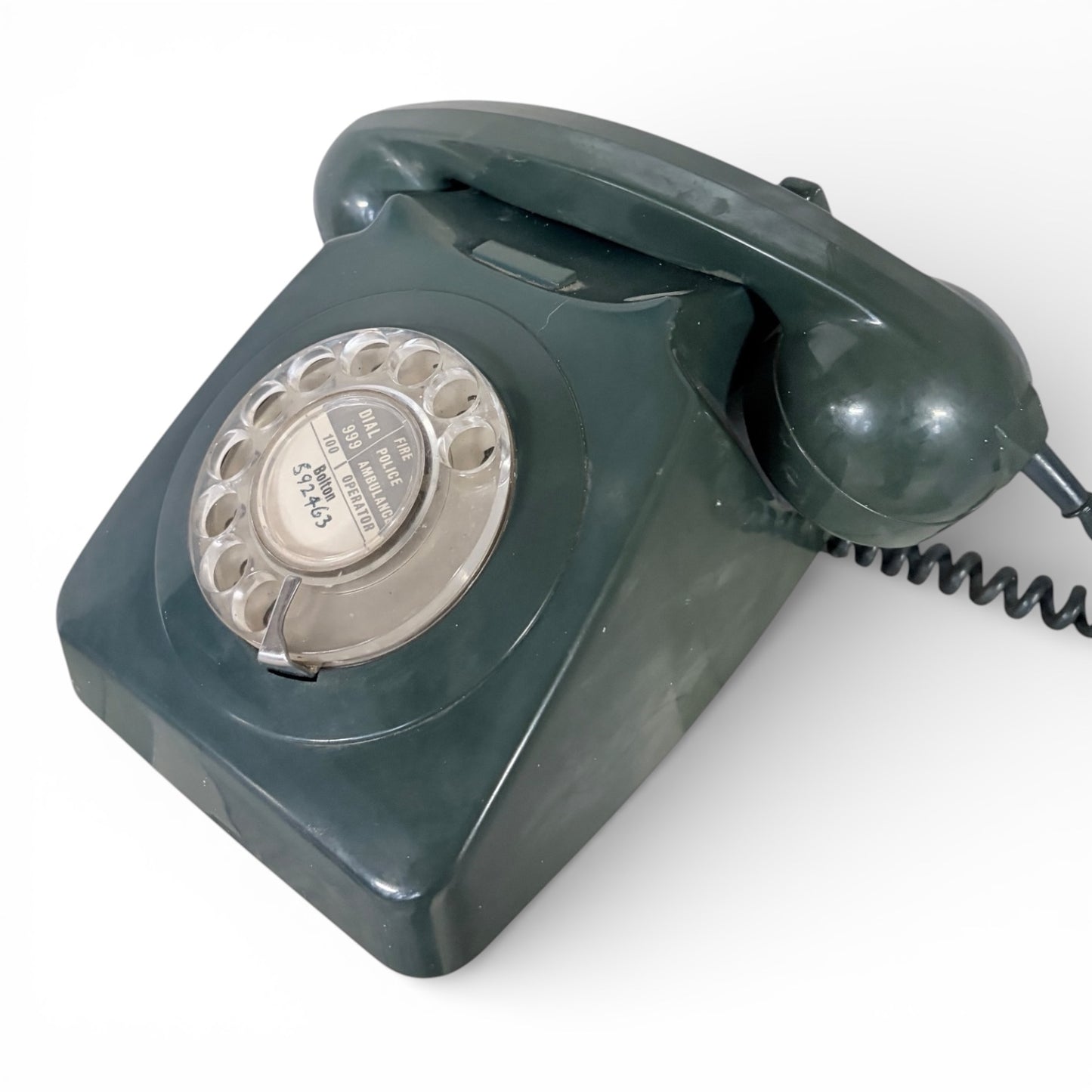 Vintage Rotary Telephone – Blue Bakelite Desk Phone | Mid Century Retro Prop