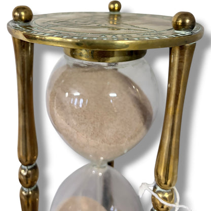 Vintage Brass Hourglass – Solid Father Time Timer with Zodiac & Roman Numerals