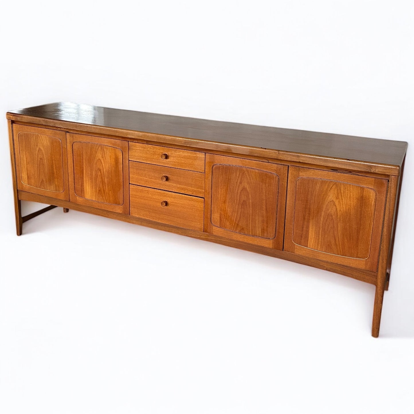 Mid Century Nathan Squares Teak Long Sideboard Buffet