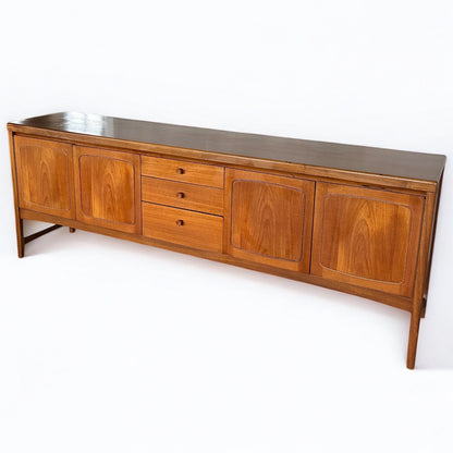 Mid Century Nathan Squares Teak Long Sideboard Buffet