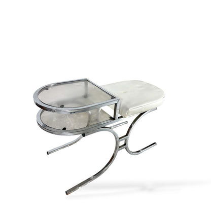 Mid-Century Chrome & Smoked Glass Space Age Telephone Bench