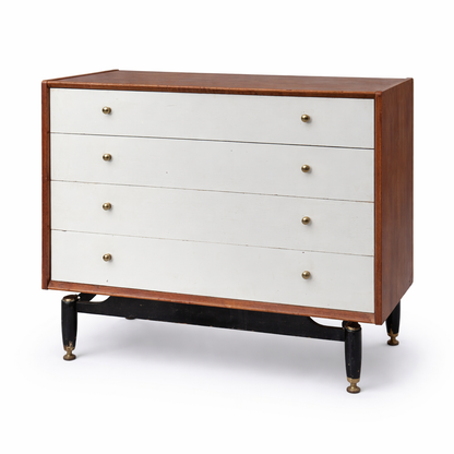 Mid Century E. Gomme Librenza Chest of Drawers – Teak & White with Brass Handles