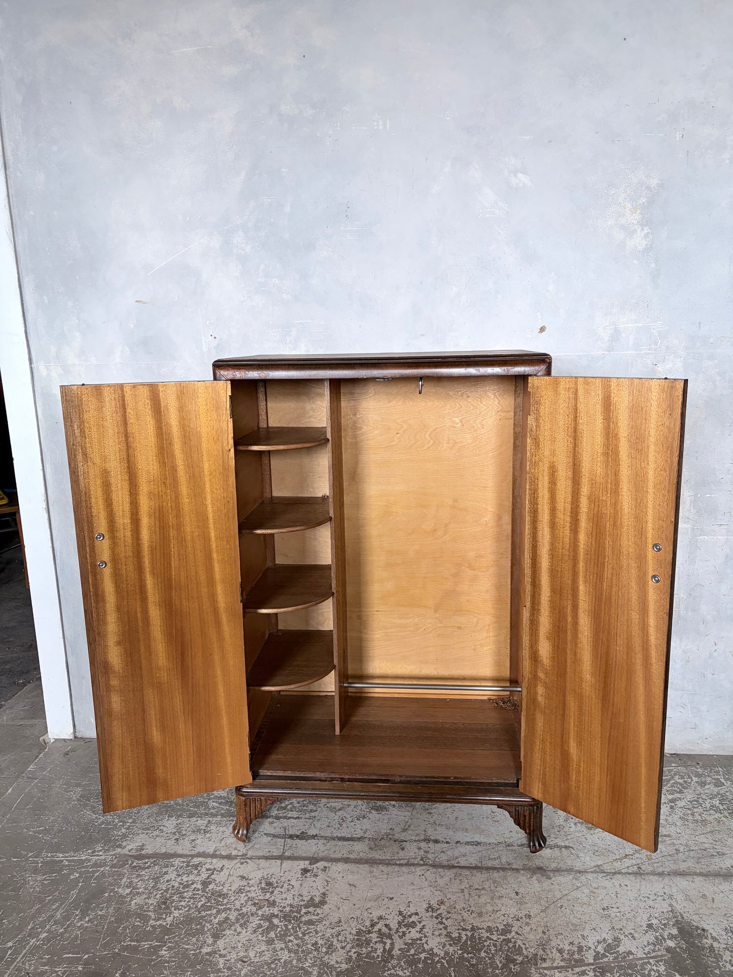 Art Deco Burr Walnut Compact Antique Wardrobe