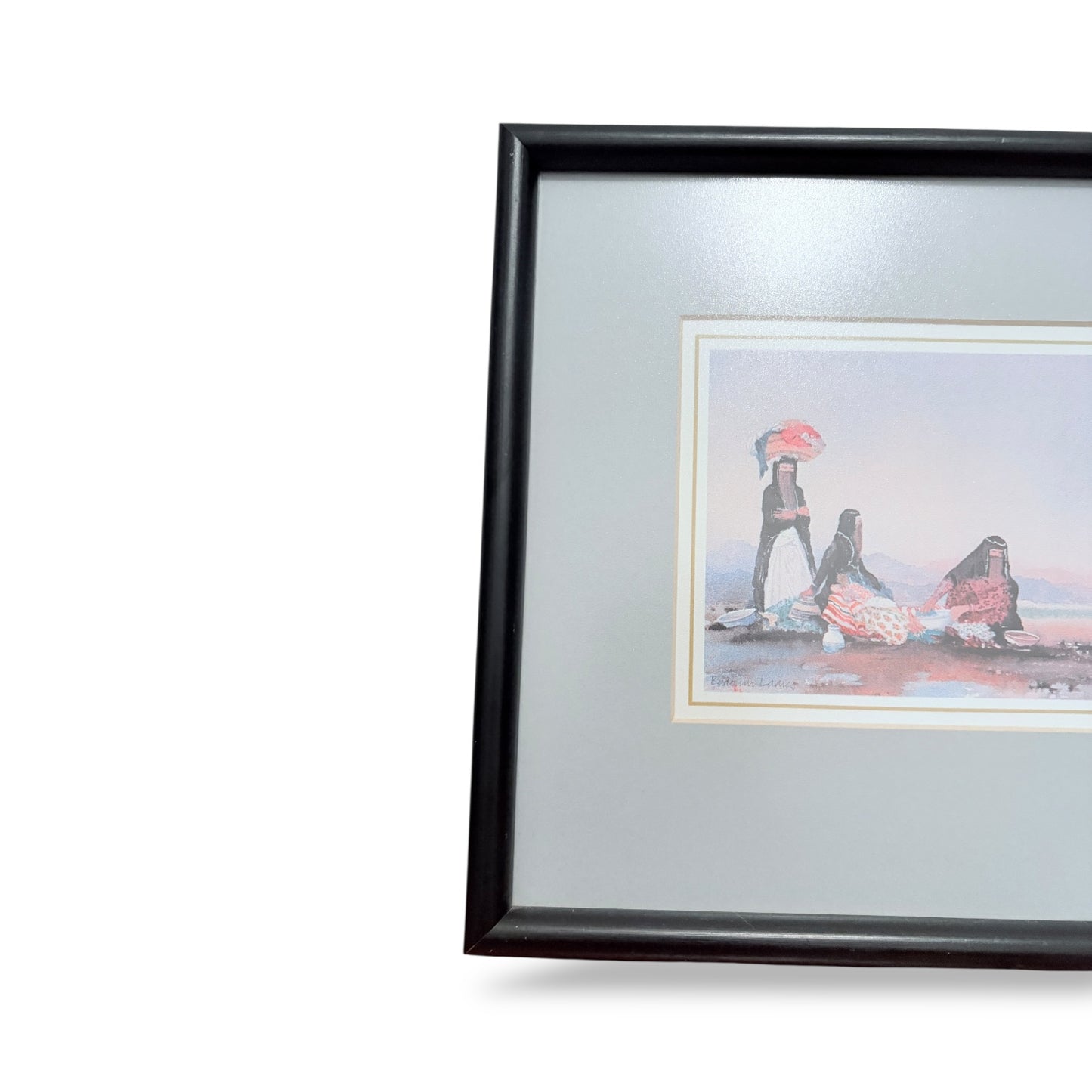 Vintage Framed Watercolour – Middle Eastern Women by Water, c.1970s