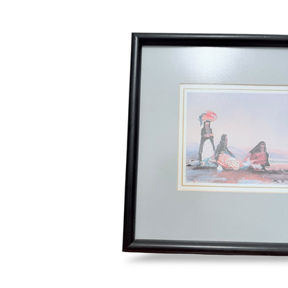 Vintage Framed Watercolour – Middle Eastern Women by Water, c.1970s