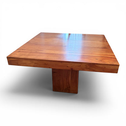 Vintage Solid Mango Wood Square Pedestal Dining Table