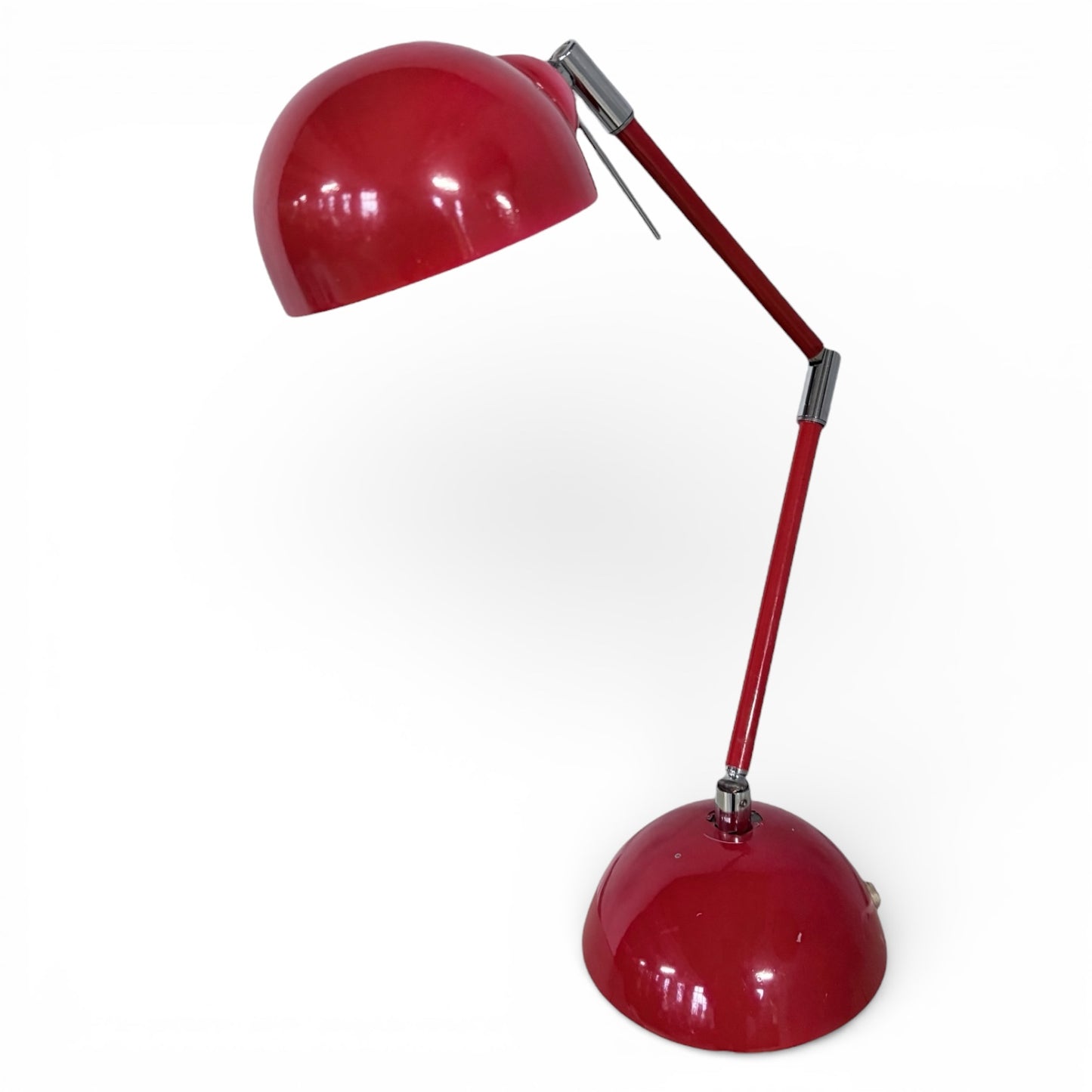 Vintage Desk Lamp - Adjustable Red Mid Century Modern Task Light with Chrome Joints