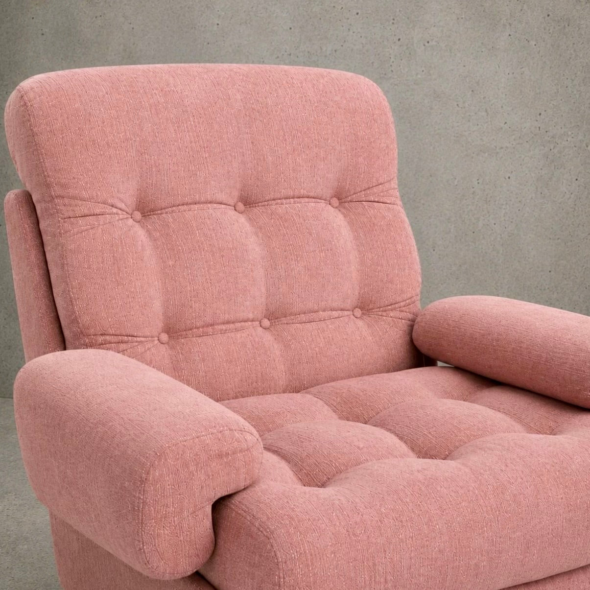 1970s Heals Modular Lounge Armchair Dusty Pink Button-Tufted Mid Century Chair