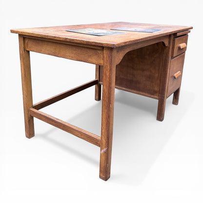 Vintage Tiger Oak Abbess Writing Desk