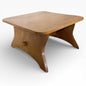 Solid Elm Coffee Table – Mid-Century Square Wood Table With Sculptural Legs