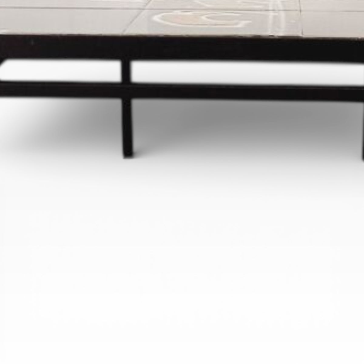 Vallauris Ceramic Coffee Table – Vintage 1970s Mid Century Black Metal Frame
