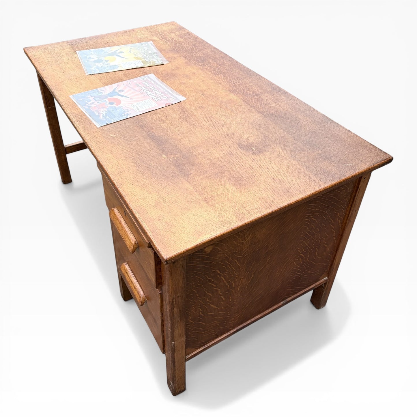 Vintage Tiger Oak Abbess Writing Desk
