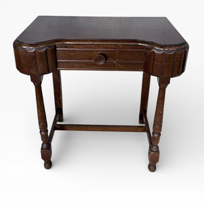 Art Deco Console Table – Solid Oak Vintage Hallway Table with Drawer