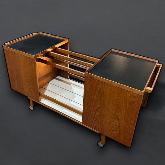 Niels Erik Glasdam Jensen Mid Century Danish Teak Expanding Bar Cart