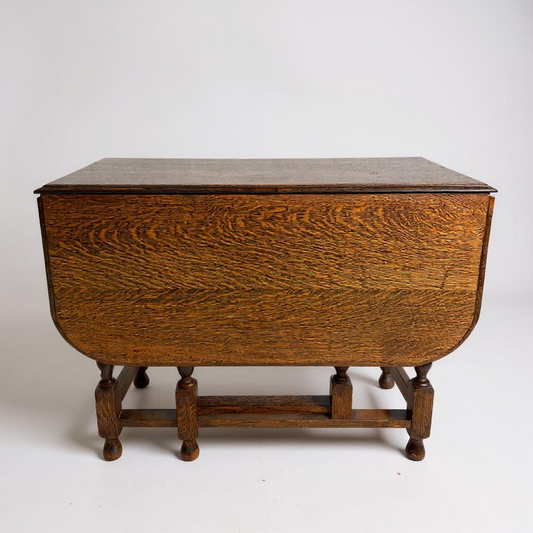 Antique Oak Barley Twist Gateleg Table, Drop Leaf Table Scottish