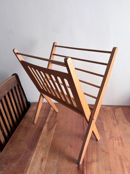 Mid Century Dutch Beech Folding Magazine Rack by Cees Braakman